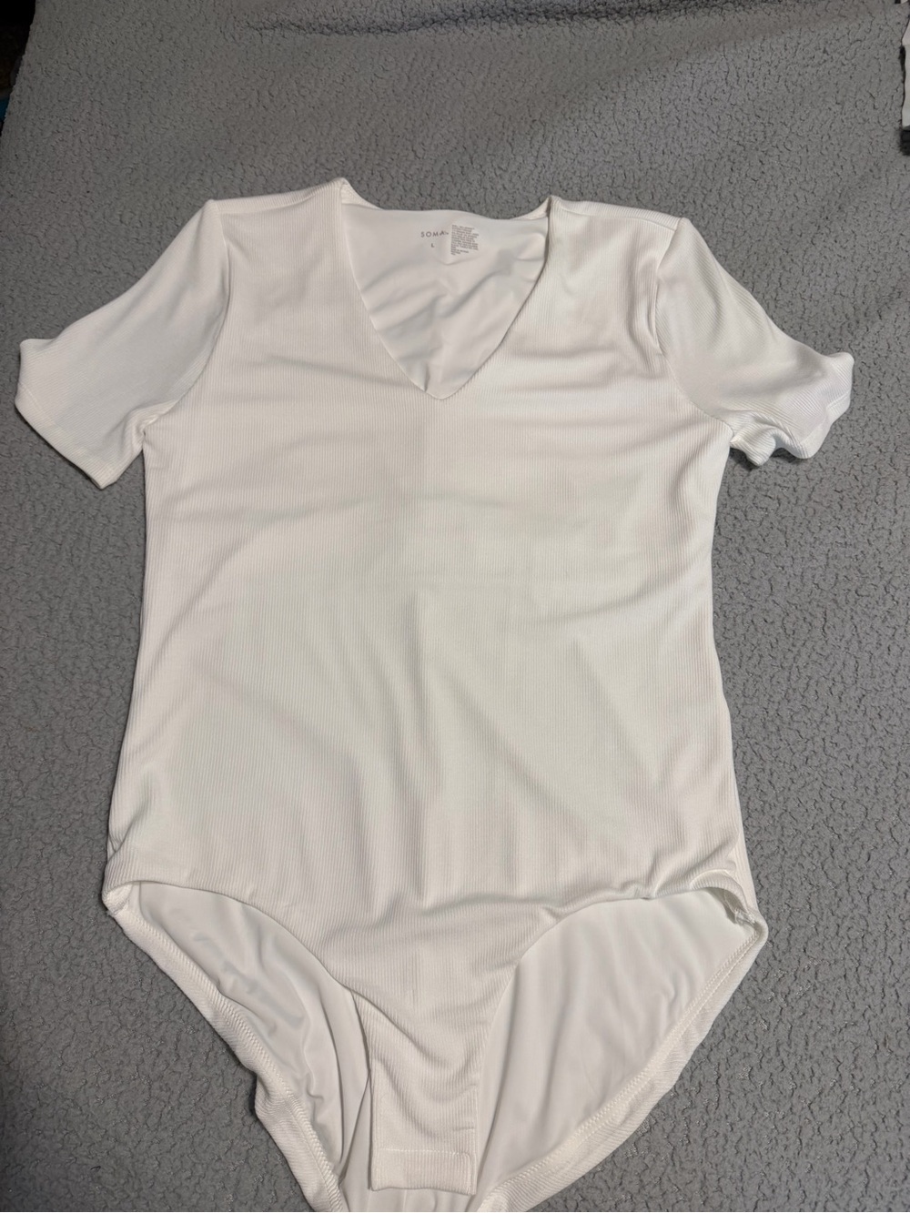Soma White Short Sleeve V-Neck Bodysuit